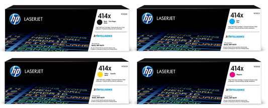 HP 414X 4 color set- Black, Magenta, Yellow, Cyan High-yield Toner Cartridge | Works HP Color LaserJet Enterprise M455dn, MFP M480f; HP Color LaserJet Pro M454 Series, MFP M479 Series